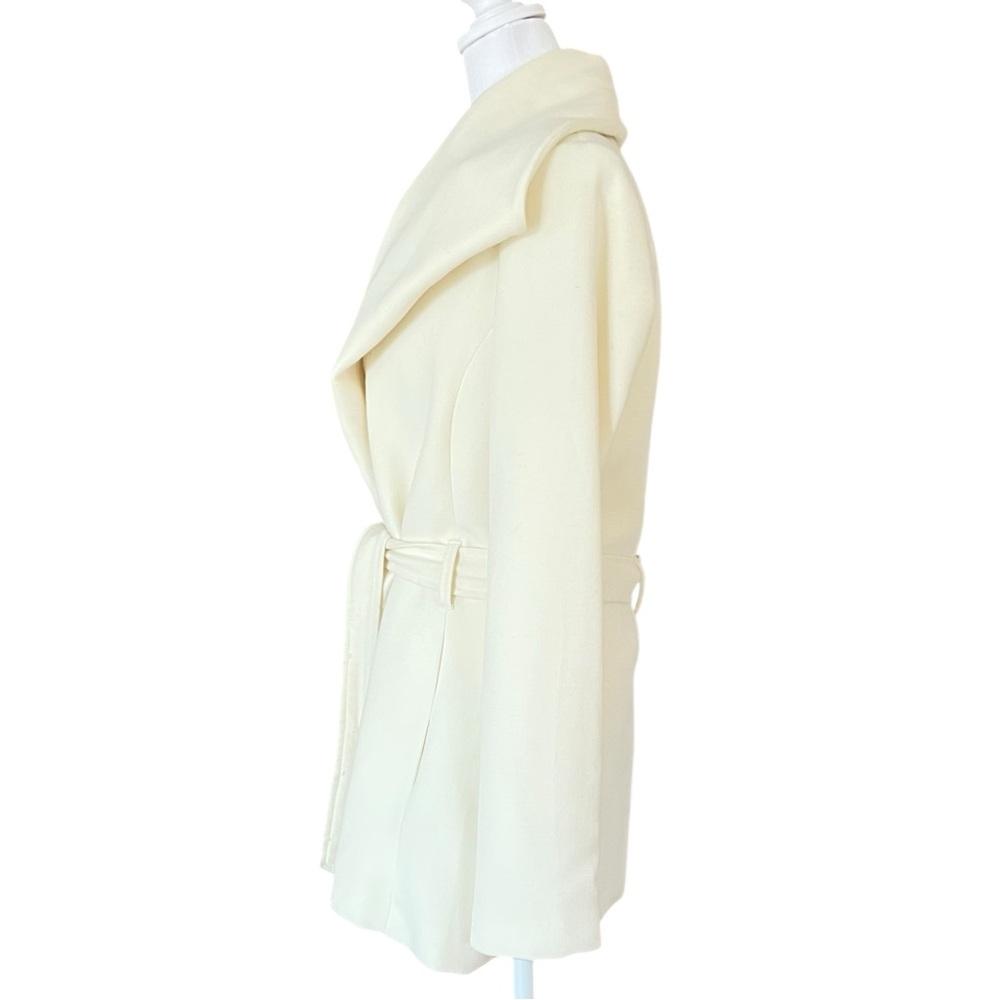 Cream Shawl Collar Blazer Jacket Belted Women M Minimalist Chic - Picture 4 of 9